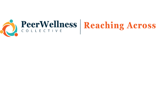 Peer Wellness full color logo with Reaching Across, which offers peer-run wellness groups